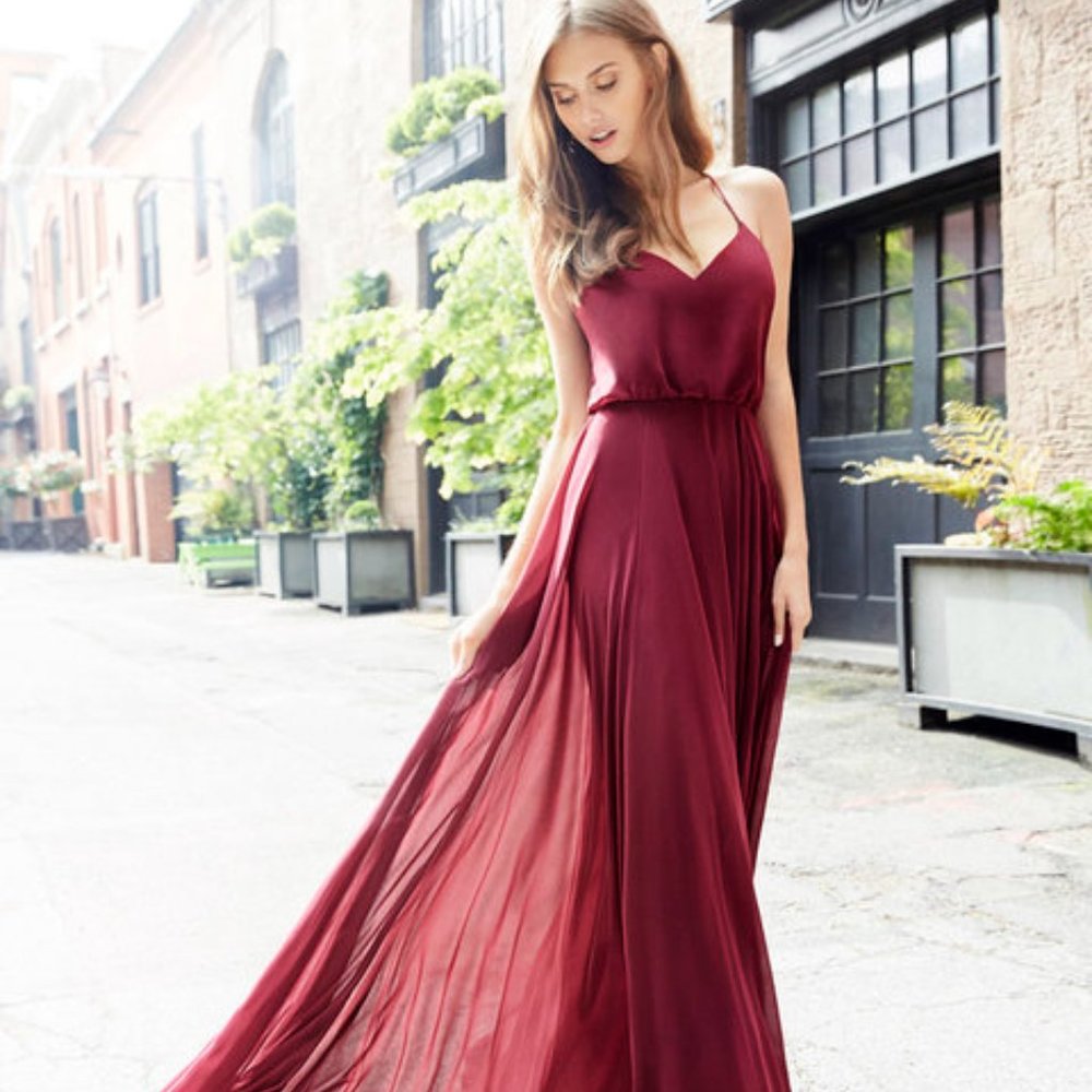 Hayley Paige Occasions bridesmaids dress - Style 5753 Burgundy - Picture 1 of 6